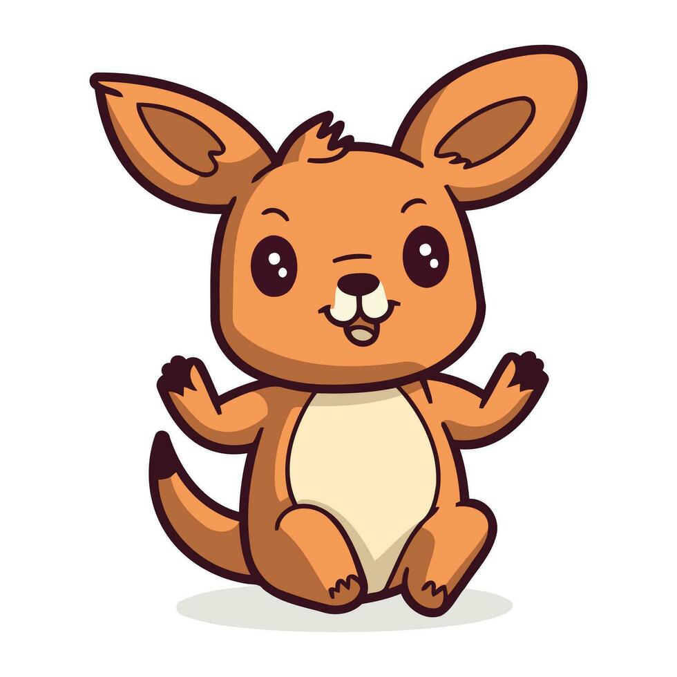 Kangaroo cartoon character. Cute kangaroo vector illustration.