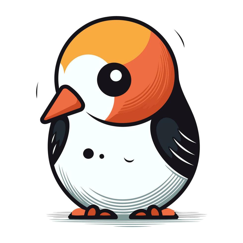 Cute cartoon penguin. Vector illustration isolated on white background.