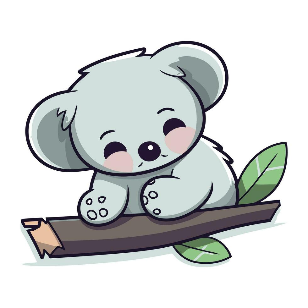 Cute koala sitting on a tree branch. Vector illustration.