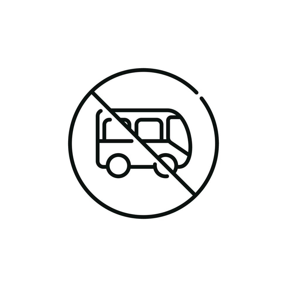 No bus line icon sign symbol isolated on white background. No vehicles allowed line icon vector