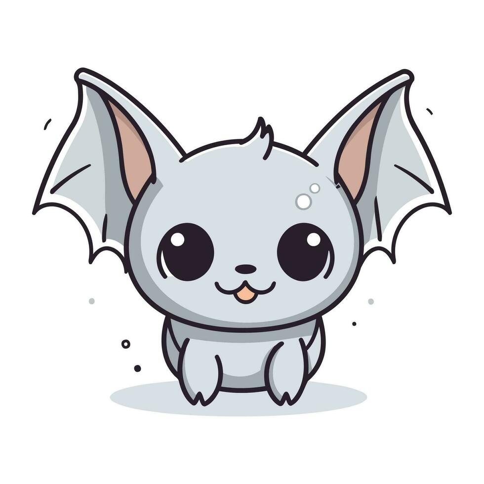 Cute Bat Cartoon Mascot Character. Vector Illustration.