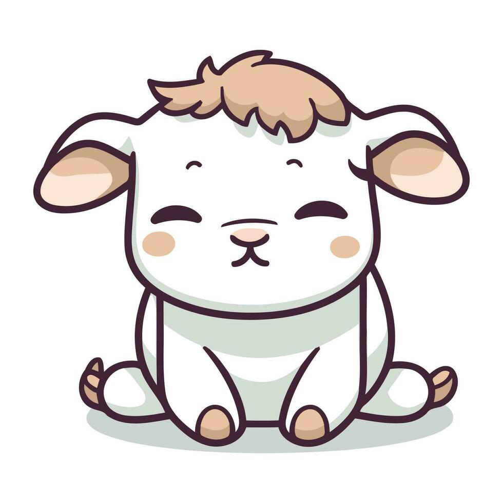 Cute sheep cartoon character vector illustration. Cute cartoon sheep.