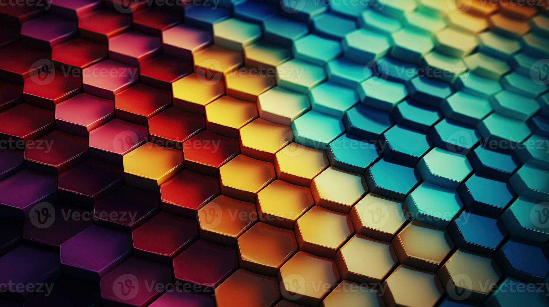 3D Illustration. Multi color gradient geometric hexagonal abstract background. Ai Generated photo