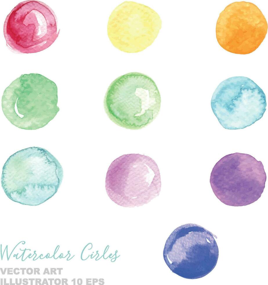 Watercolored pastel colored circles, isolated, vector. vector