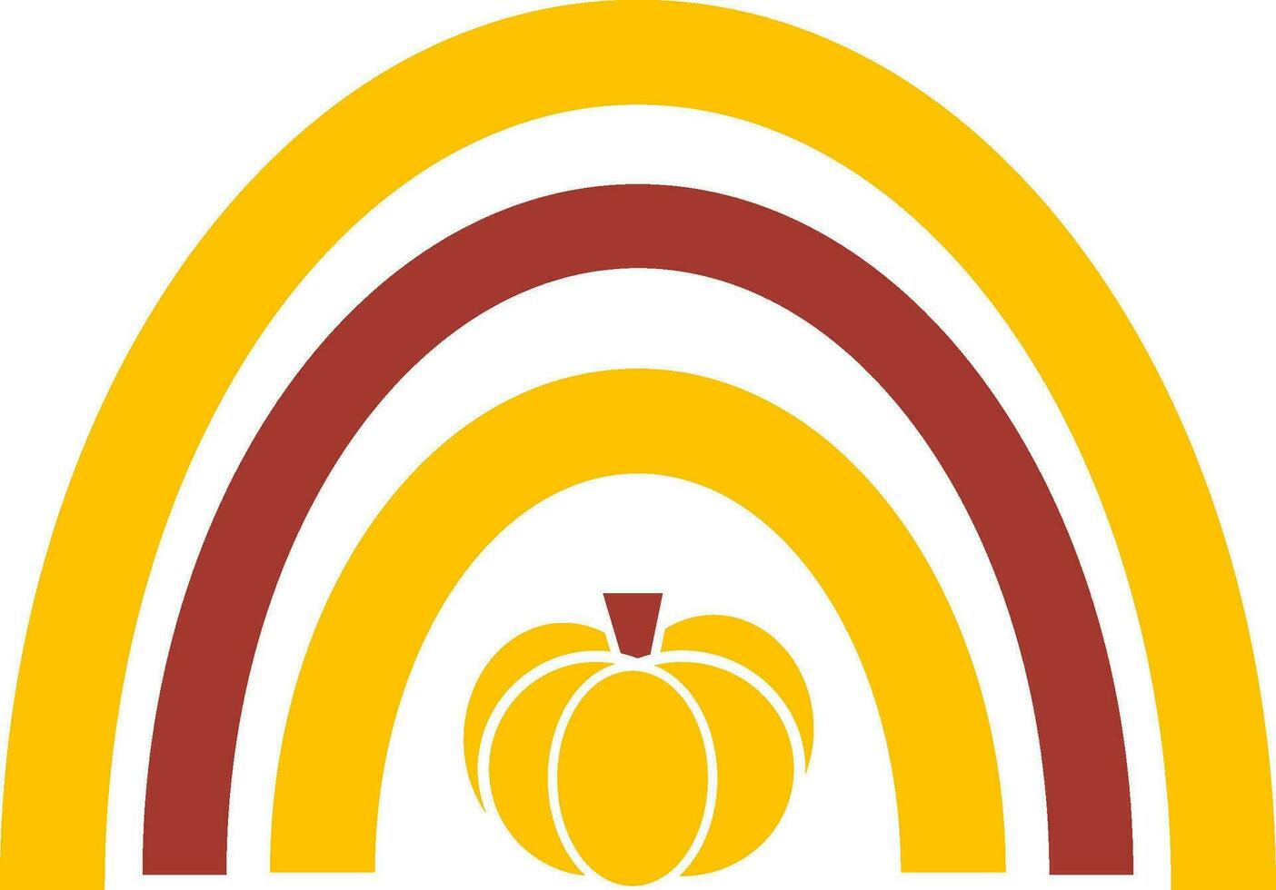Fall boho rainbow with pumpkin vector illustration isolated on white background. Perfect for shirts, textile, signs, cards and so on