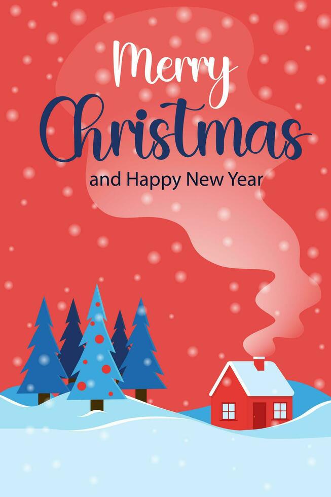 Happy New Year and Merry Christmas banner. Christmas snow globe with winter landscape.Poster, greeting card, flyer vector