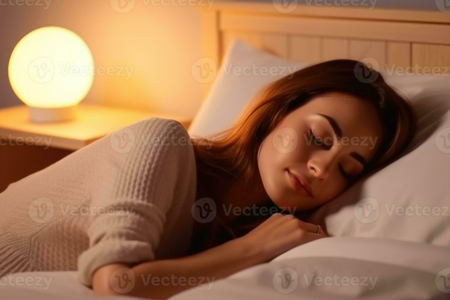 Beautiful Women Sleeping Bedroomcaucasian Lady Sleep Stock Photo