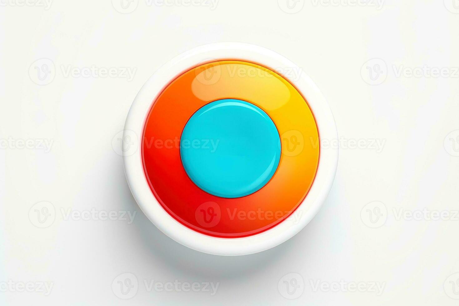 Abstract high tech multicolor button on white background, Generative AI photo