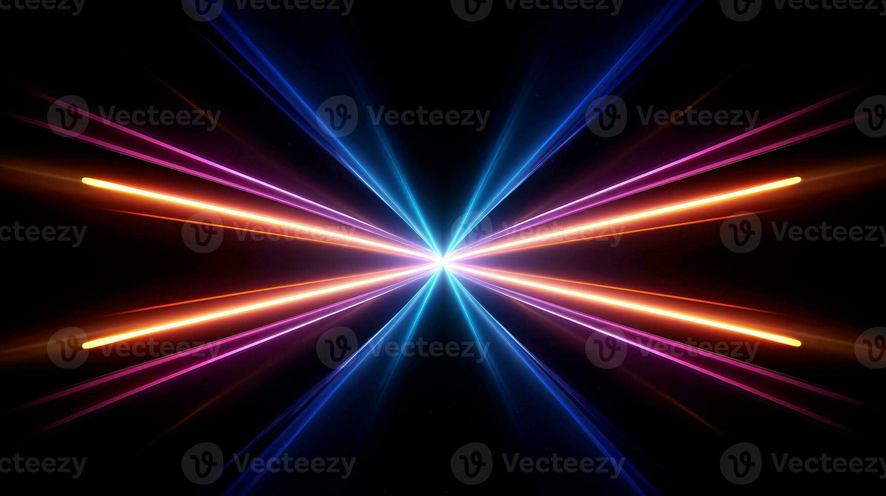 Abstract multicolor neon glowing line, Technology background, Generative AI photo