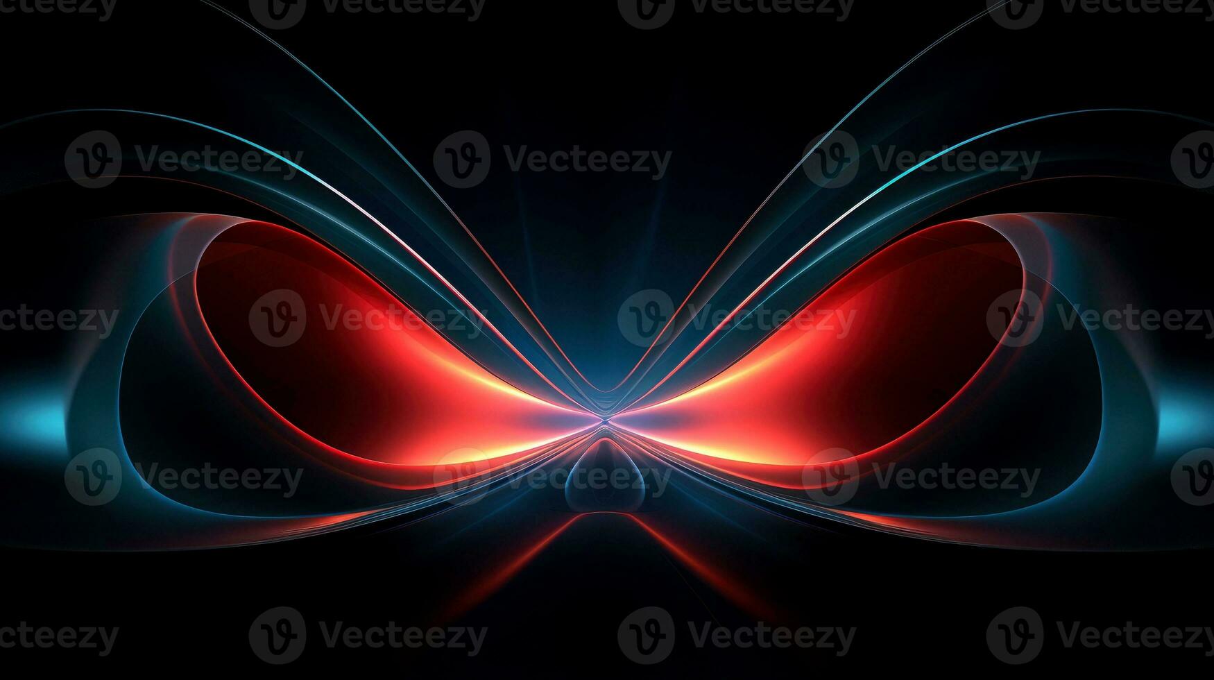 Abstract multicolor neon glowing line, Technology background, Generative AI photo