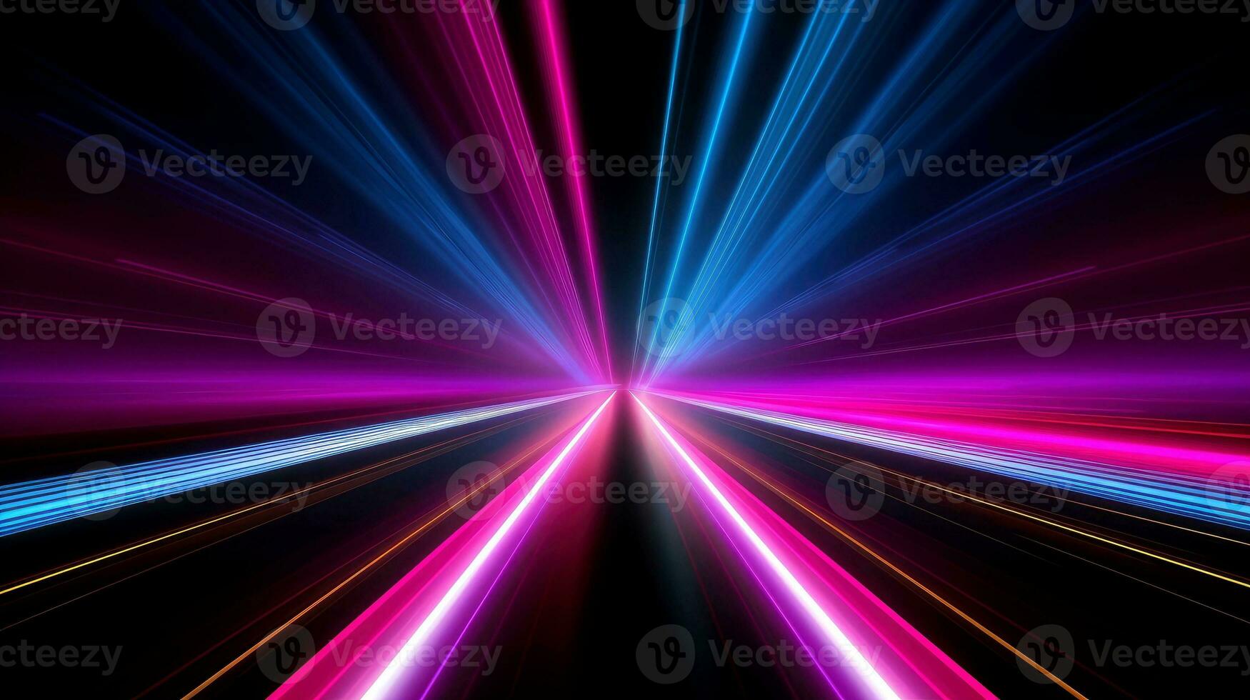 Abstract multicolor neon glowing line, Technology background, Generative AI photo