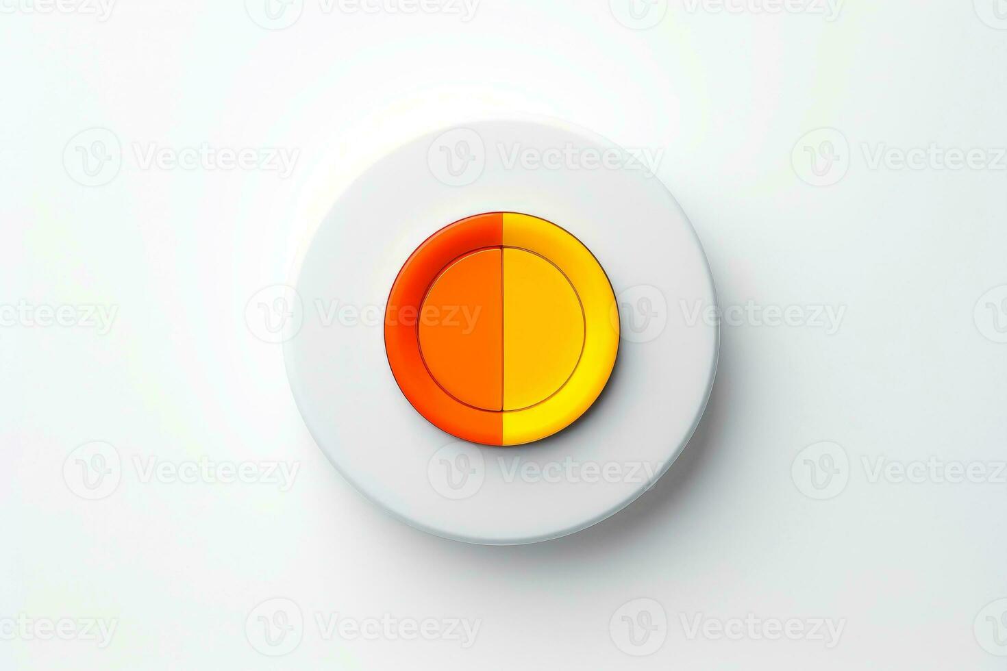 Abstract high tech multicolor button on white background, Generative AI photo