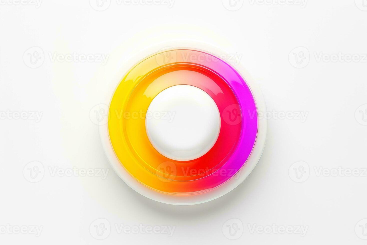 Abstract high tech multicolor button on white background, Generative AI photo