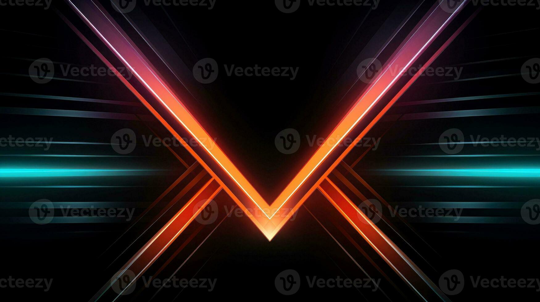 Abstract multicolor neon glowing line, Technology background, Generative AI photo