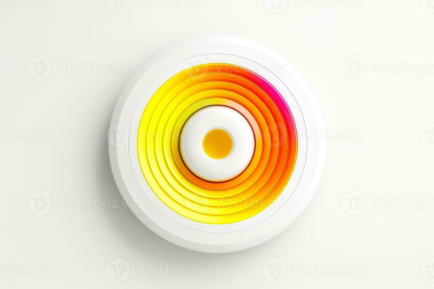 Abstract high tech multicolor button on white background, Generative AI photo