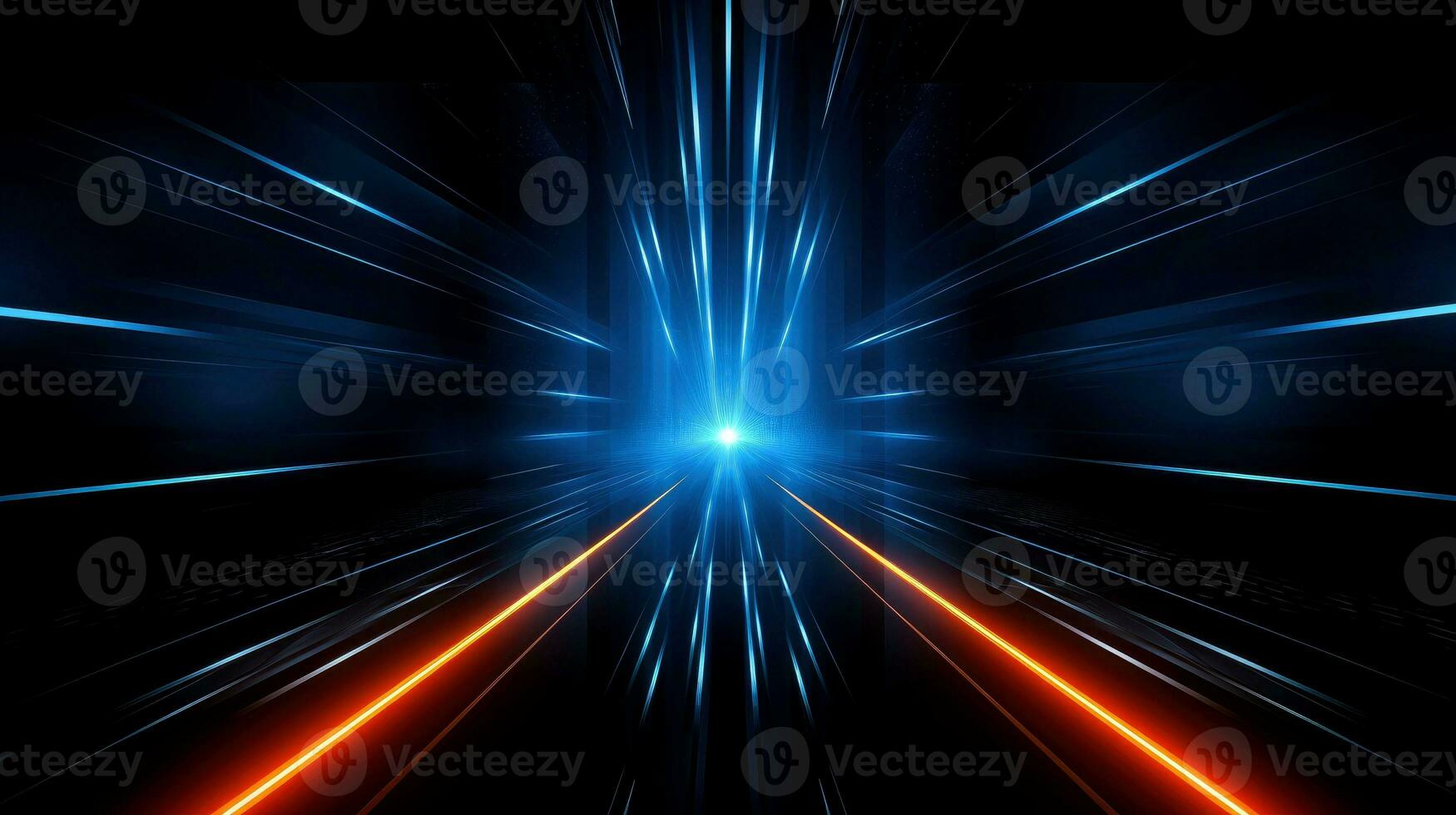 Abstract multicolor neon glowing line, Technology background, Generative AI photo