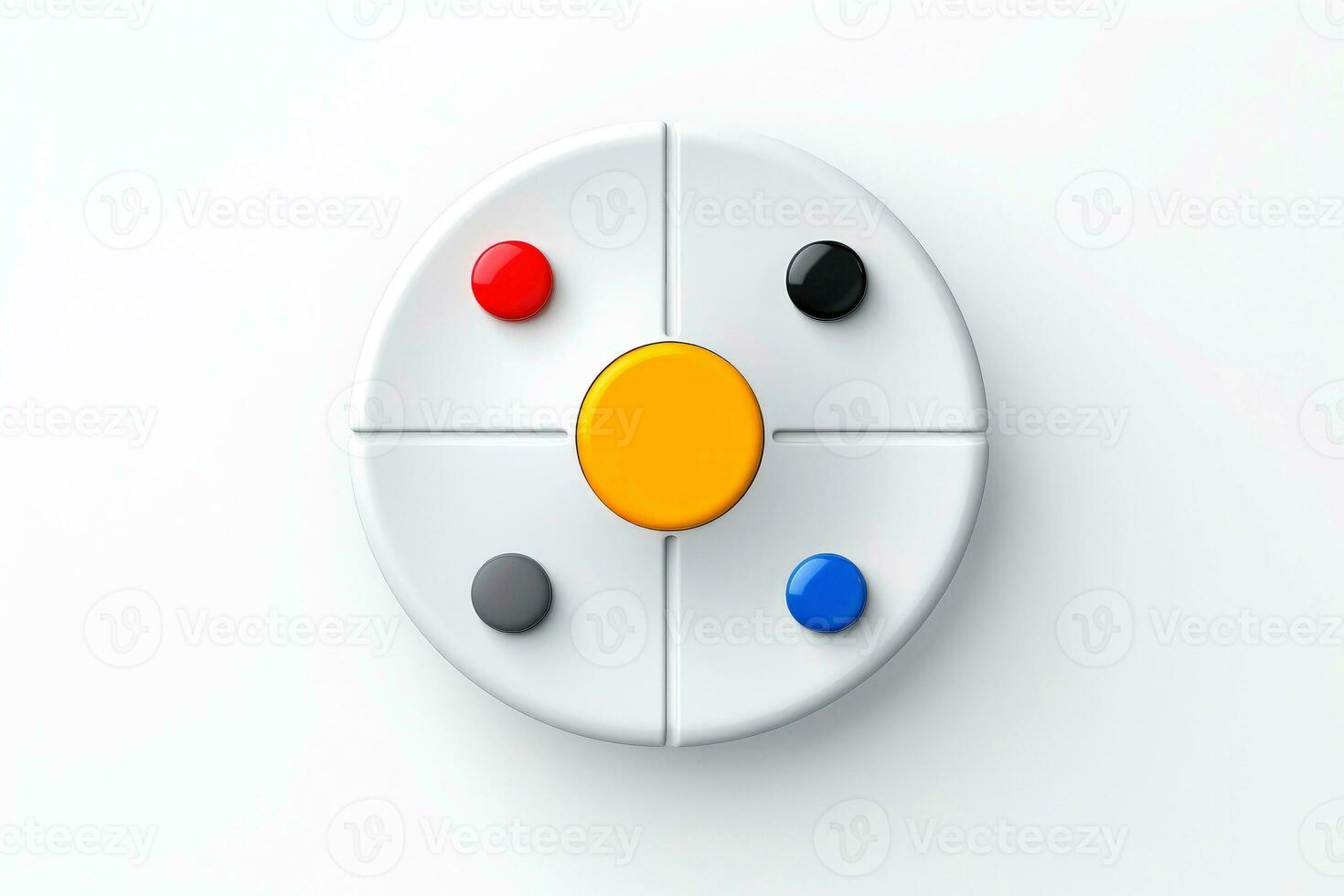 Abstract high tech multicolor button on white background, Generative AI photo