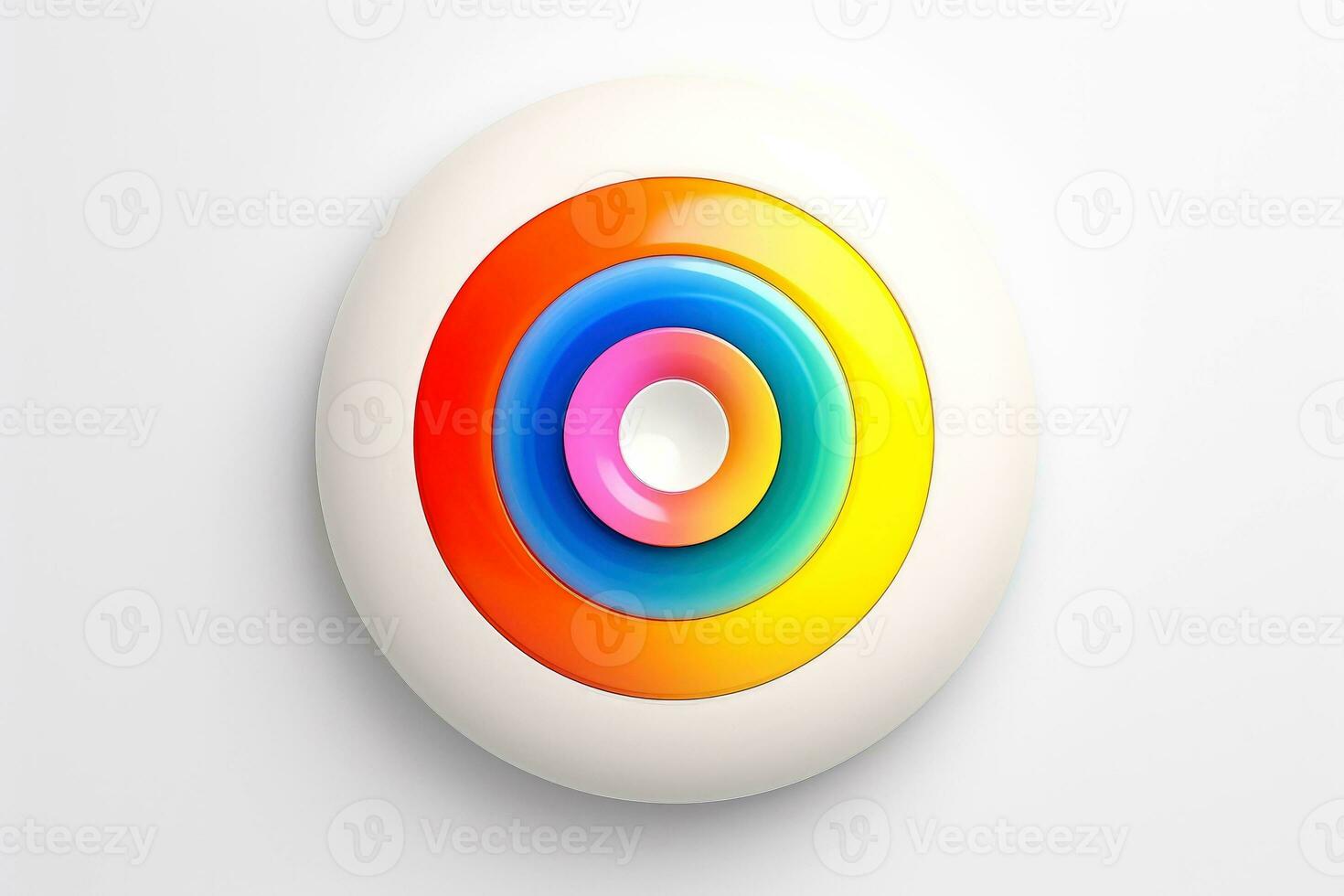 Abstract high tech multicolor button on white background, Generative AI photo