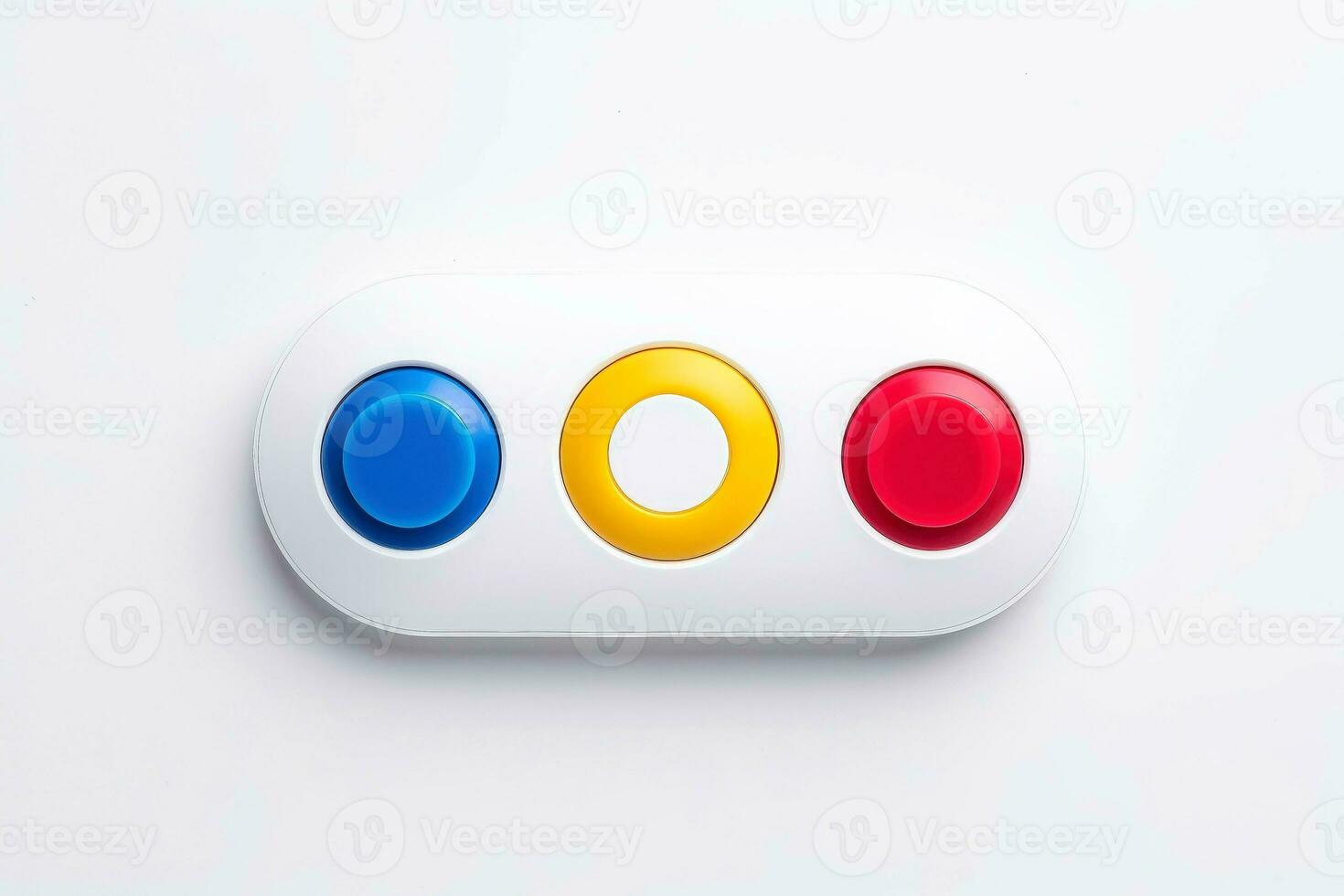 Abstract high tech multicolor button on white background, Generative AI photo