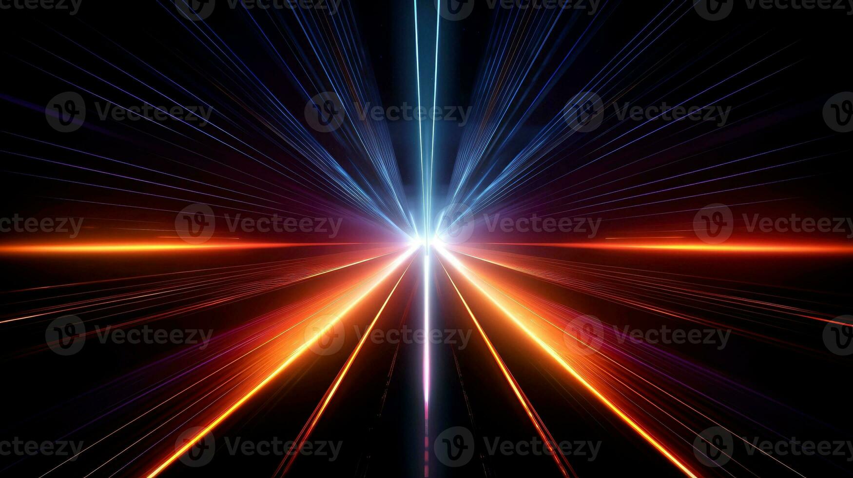 Abstract multicolor neon glowing line, Technology background, Generative AI photo