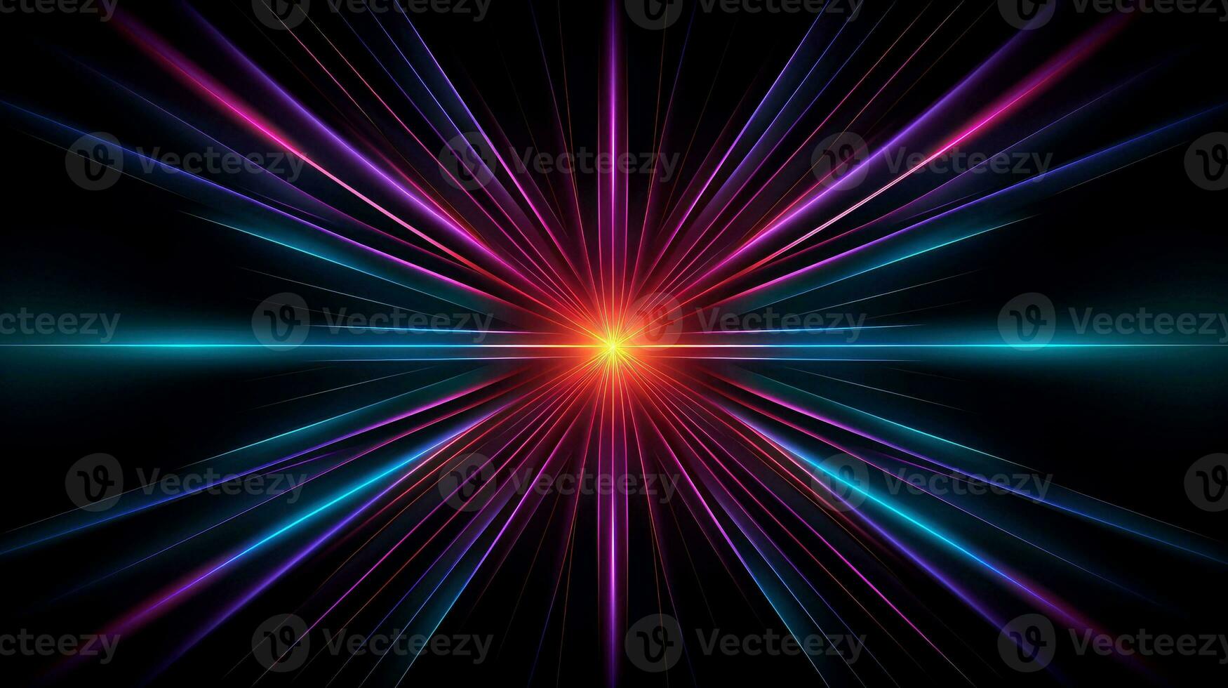 Abstract multicolor neon glowing line, Technology background, Generative AI photo