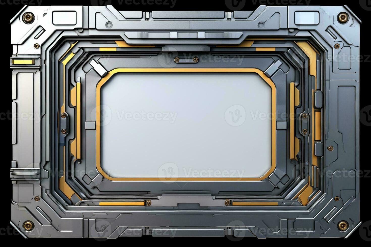 Abstract high tech white border, futuristic technology background, Generative AI photo