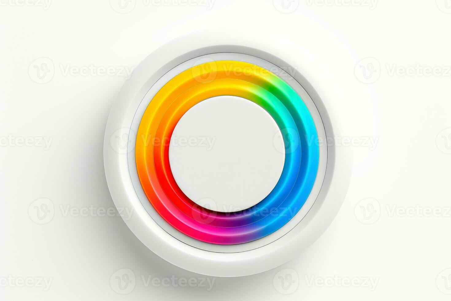 Abstract high tech multicolor button on white background, Generative AI photo