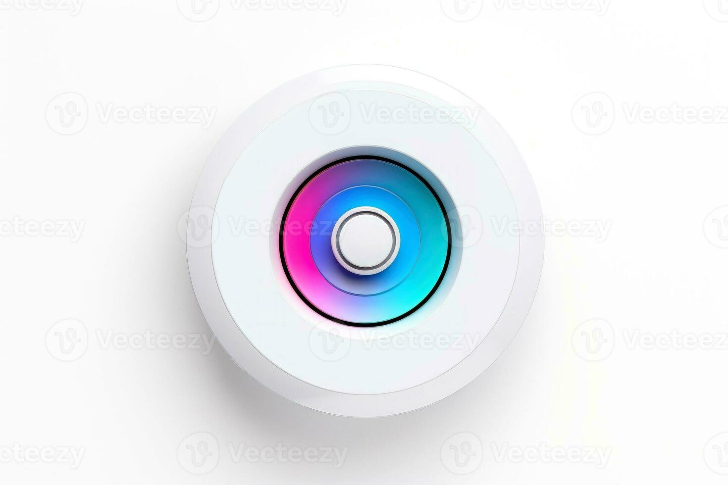 Abstract high tech multicolor button on white background, Generative AI photo
