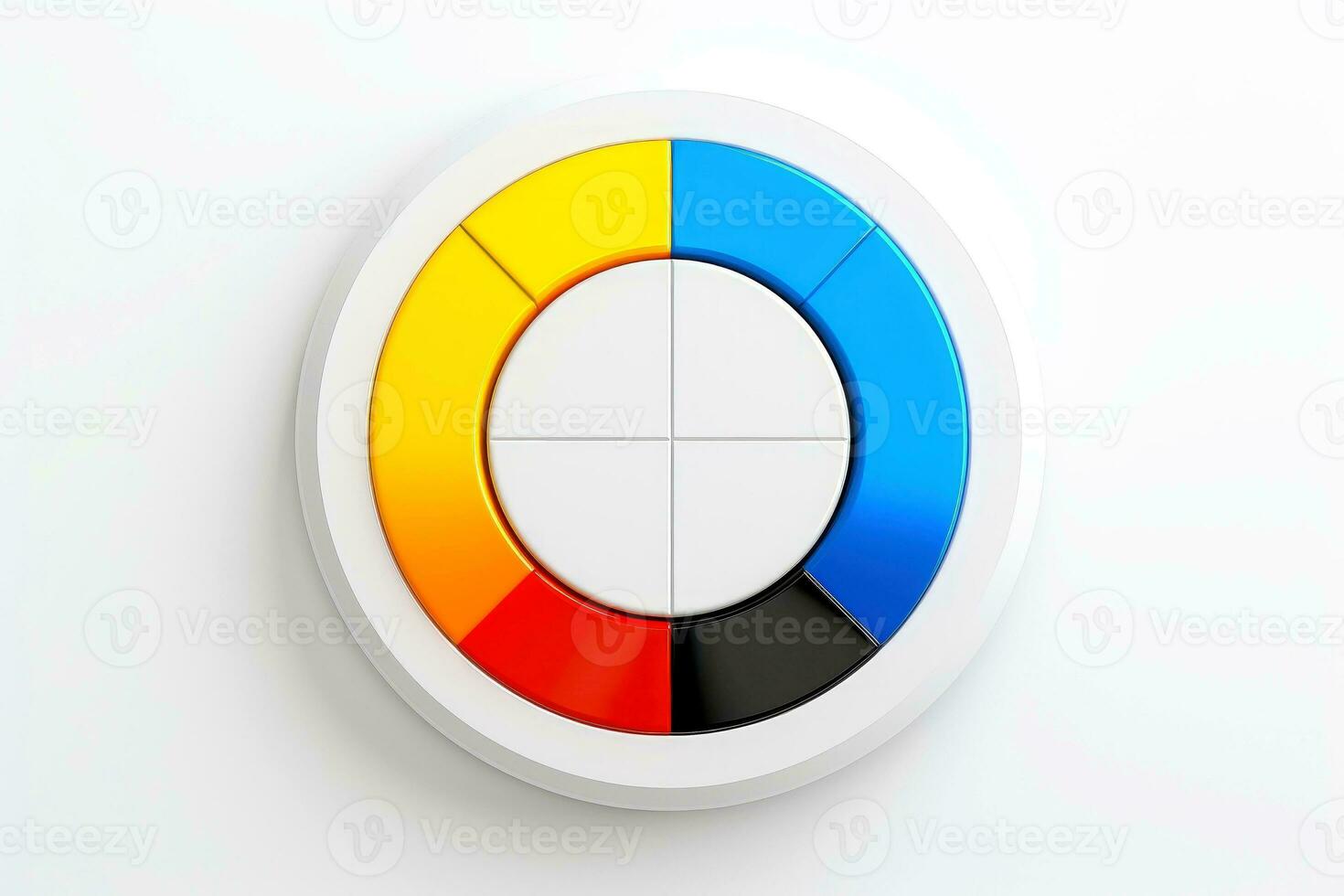 Abstract high tech multicolor button on white background, Generative AI photo