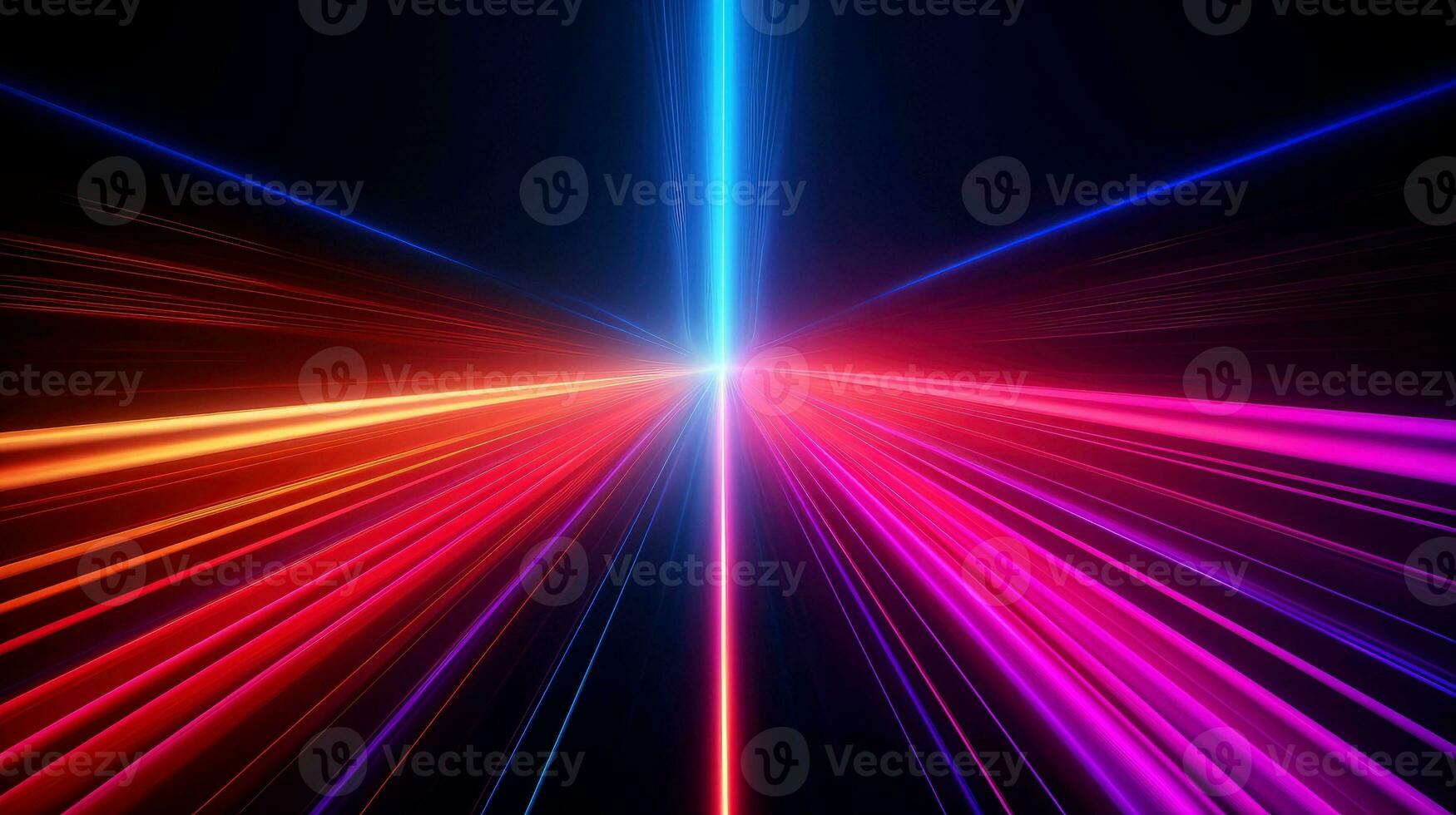 Abstract multicolor neon glowing line, Technology background, Generative AI photo