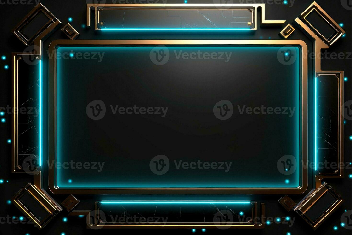 Abstract high tech black border, futuristic technology background, Generative AI photo