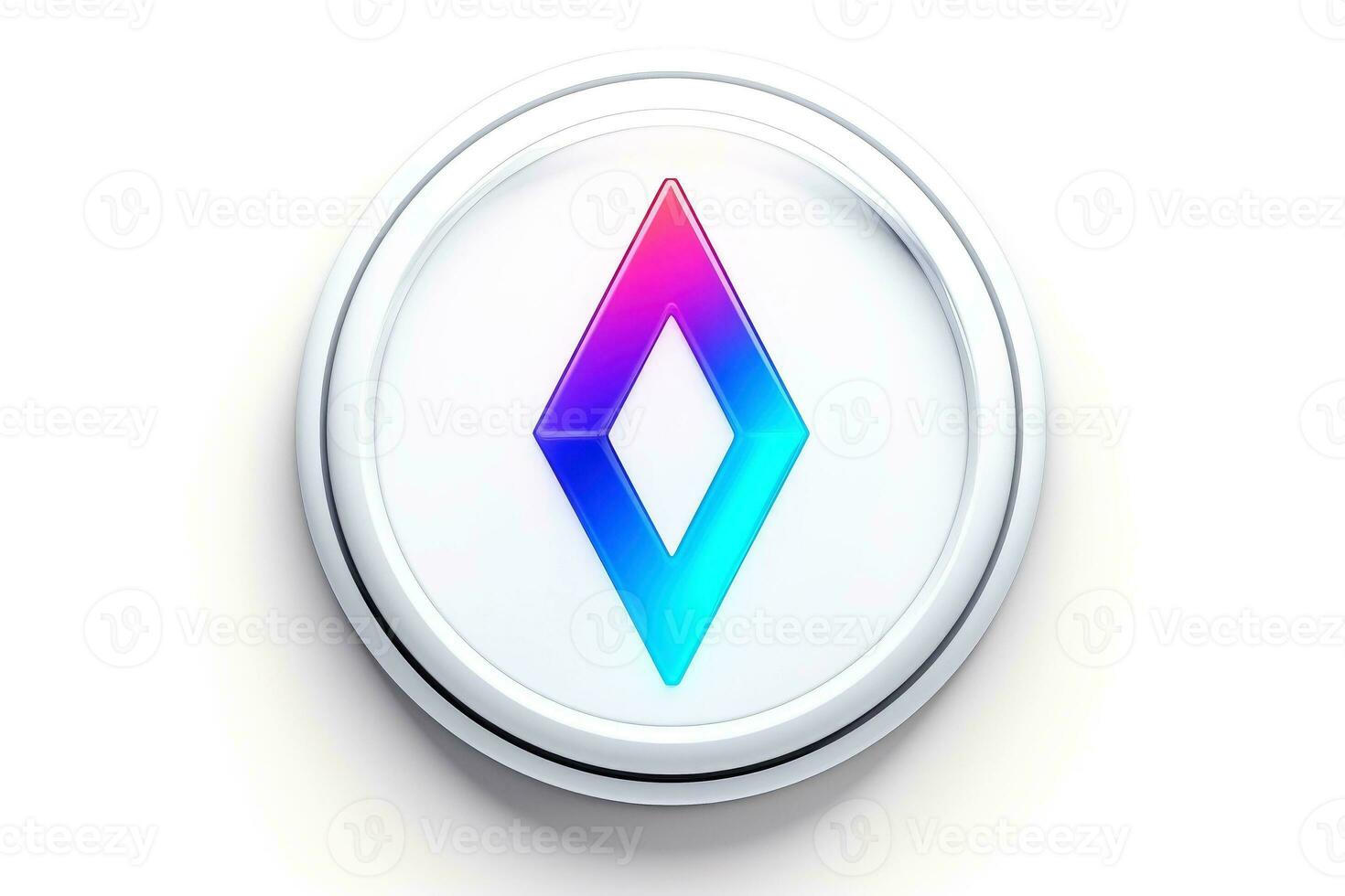 Abstract high tech multicolor button on white background, Generative AI photo