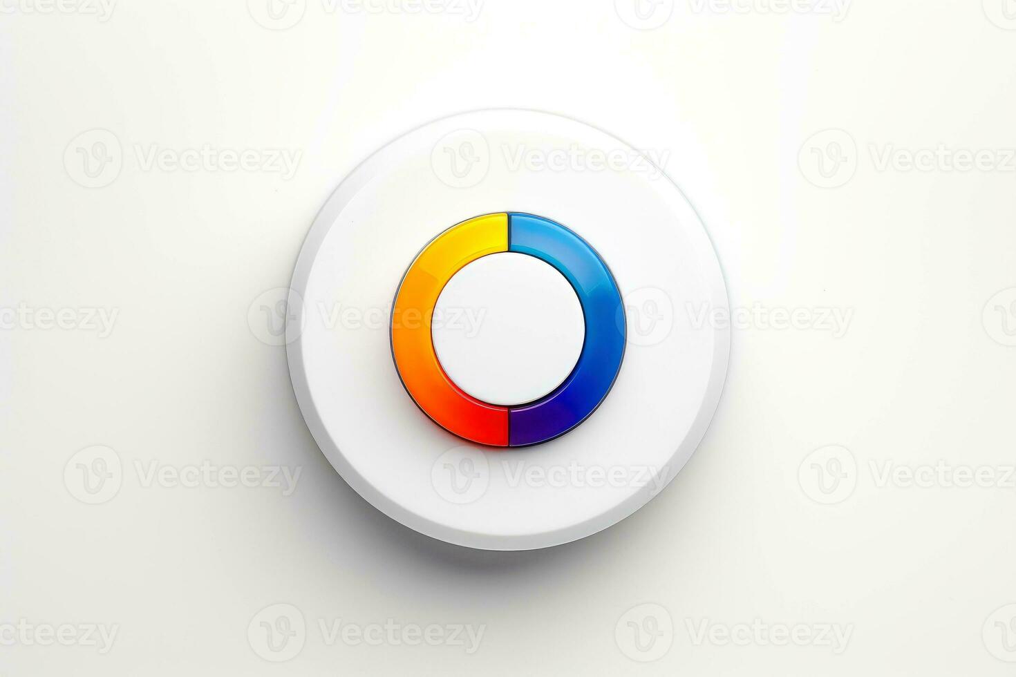 Abstract high tech multicolor button on white background, Generative AI photo