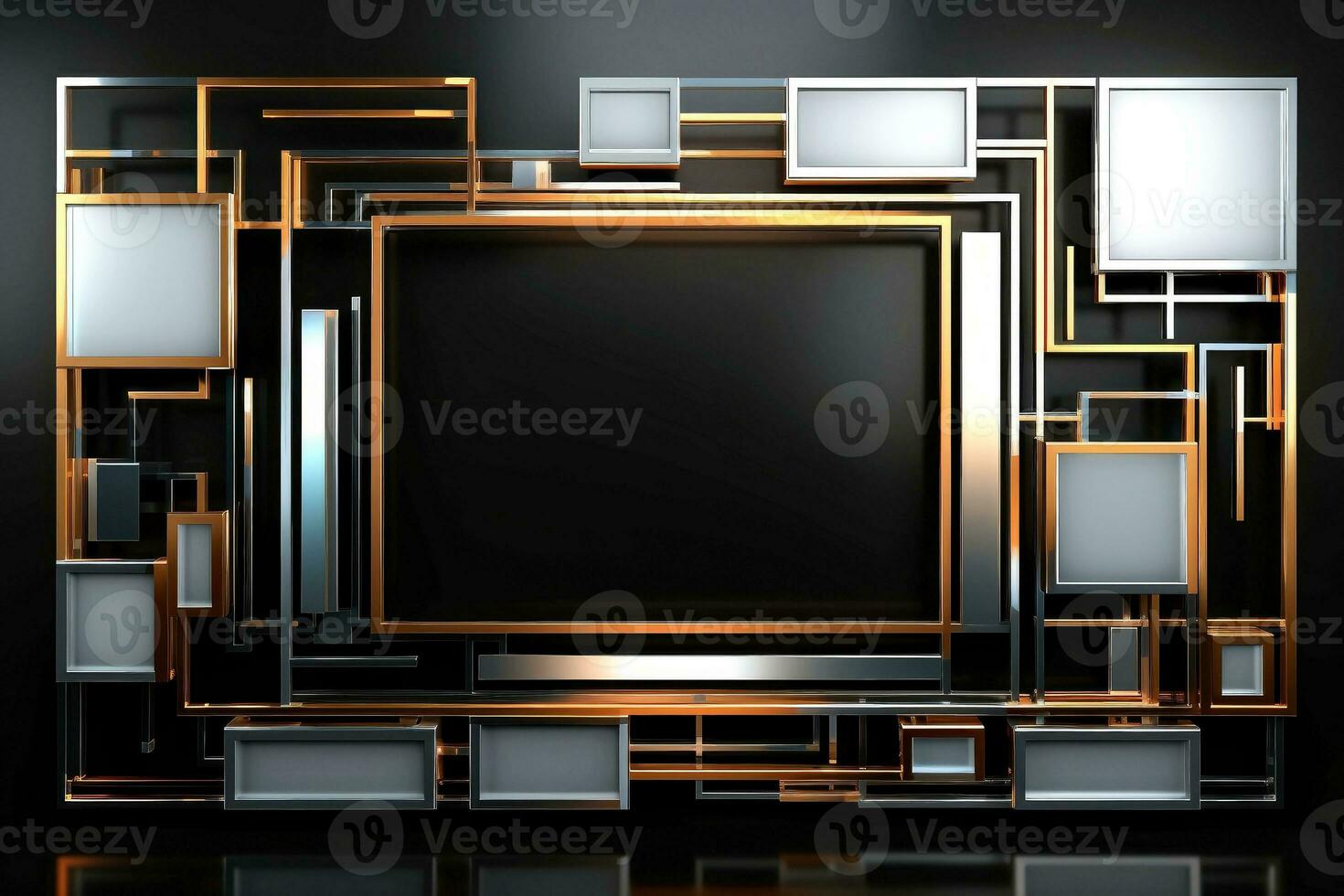 Abstract high tech black border, futuristic technology background, Generative AI photo