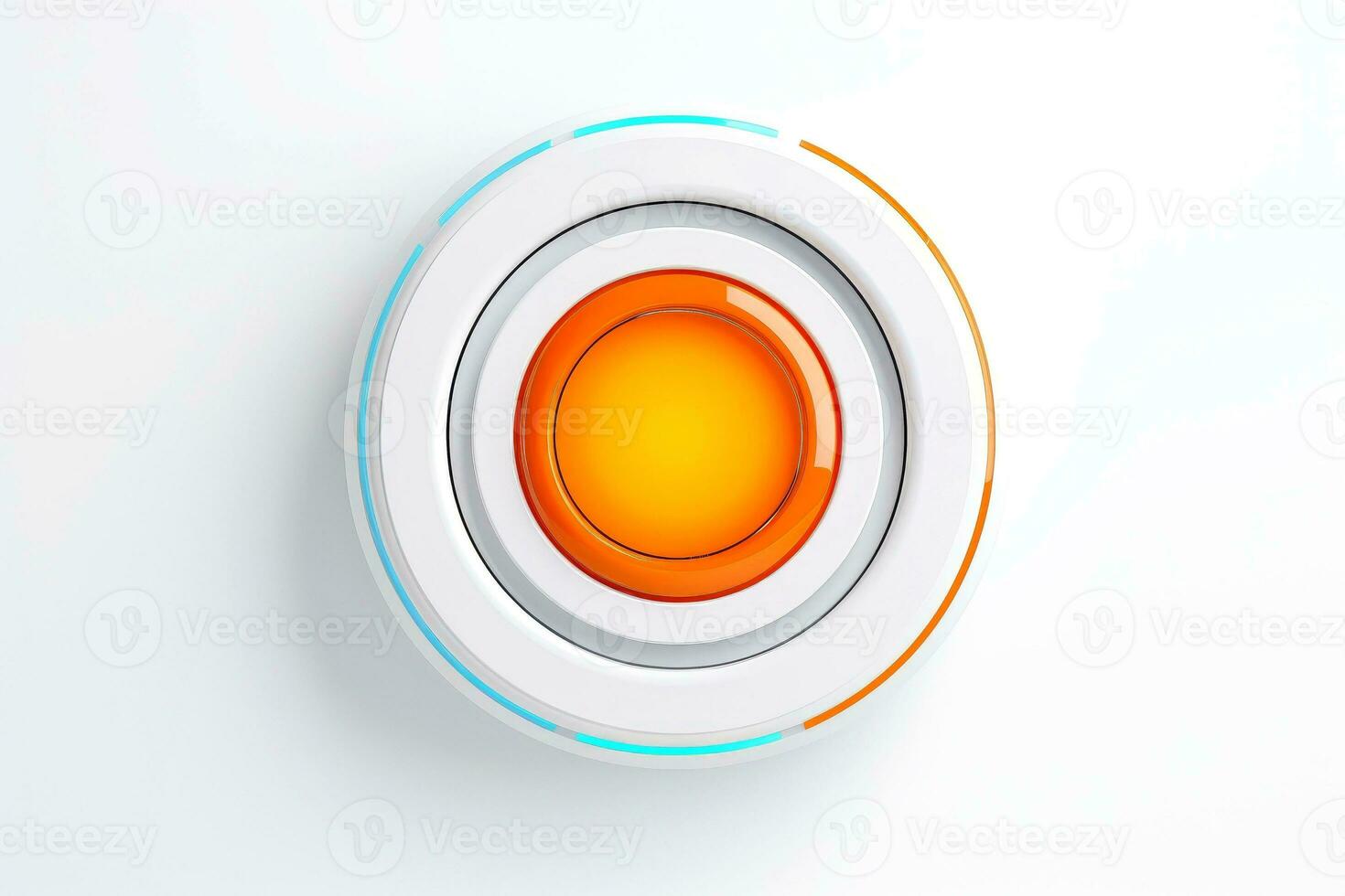 Abstract high tech multicolor button on white background, Generative AI photo