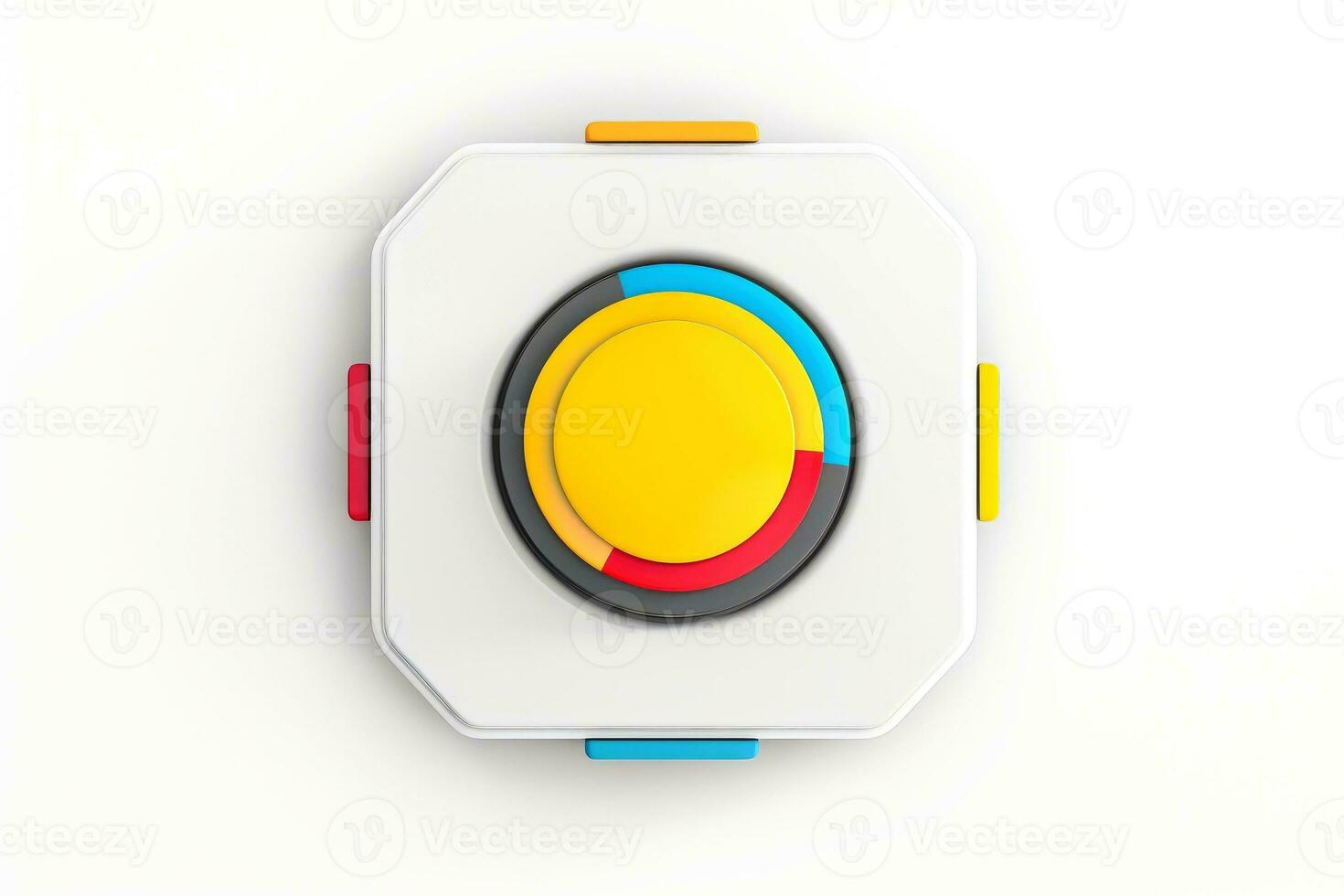 Abstract high tech multicolor button on white background, Generative AI photo