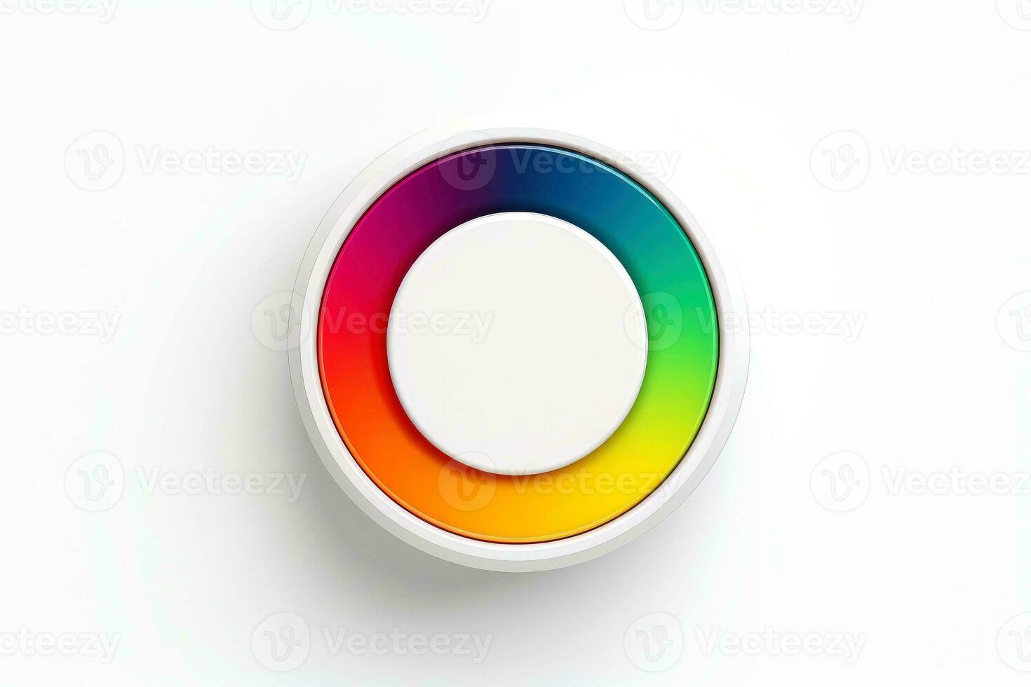 Abstract high tech multicolor button on white background, Generative AI photo