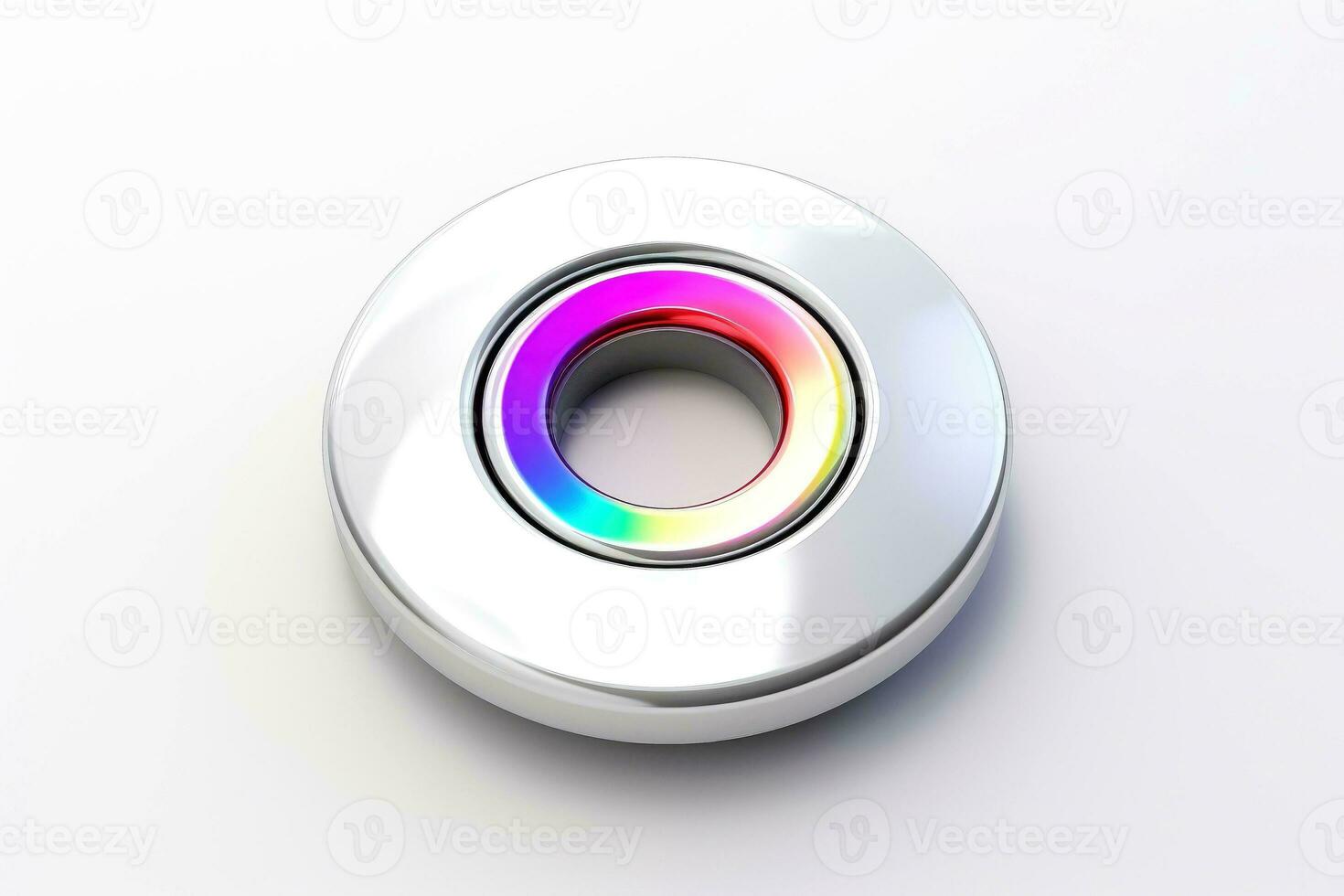 Abstract high tech multicolor button on white background, Generative AI photo