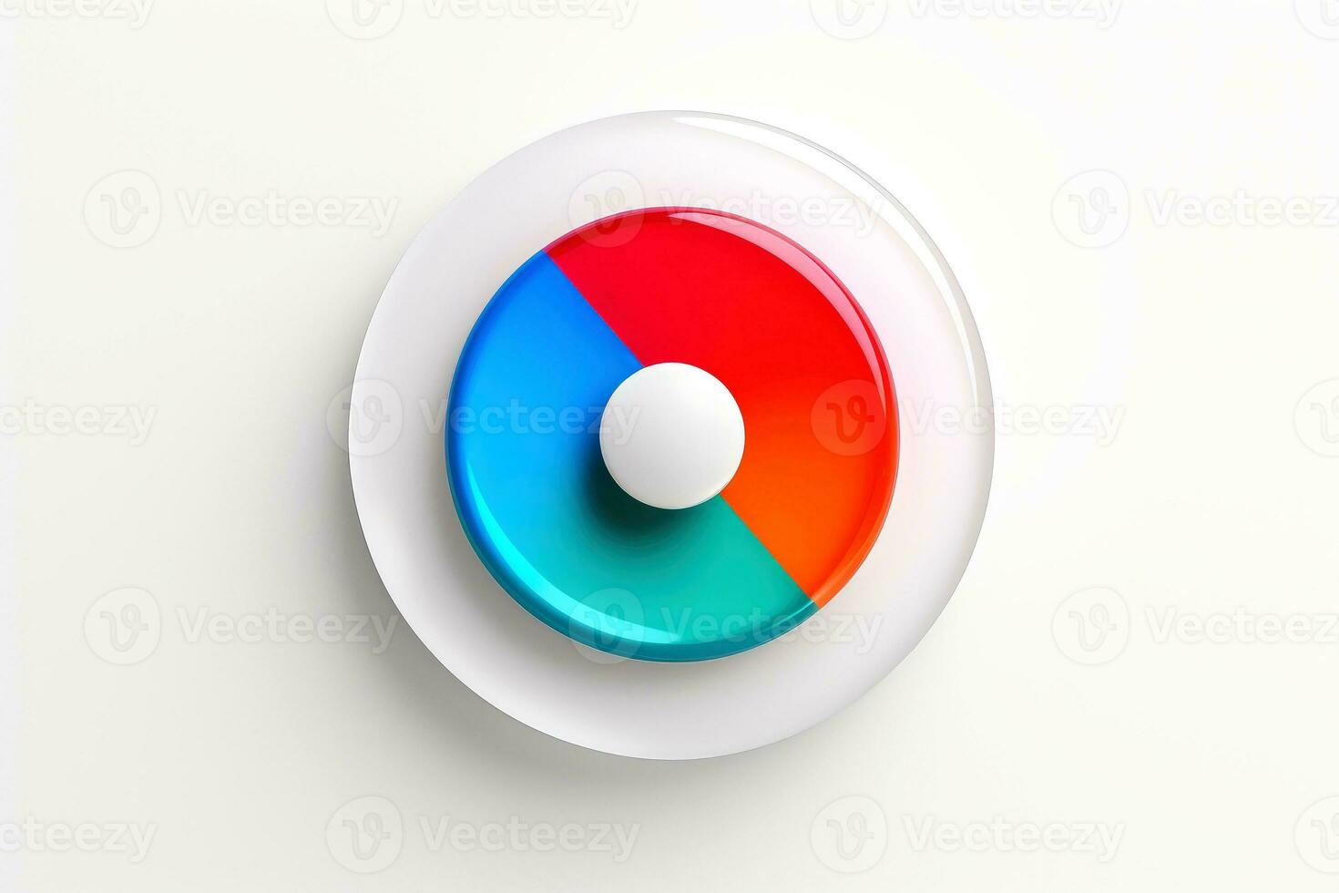 Abstract high tech multicolor button on white background, Generative AI photo