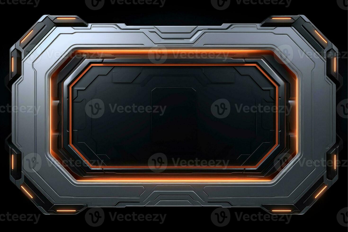 Abstract high tech black border, futuristic technology background, Generative AI photo