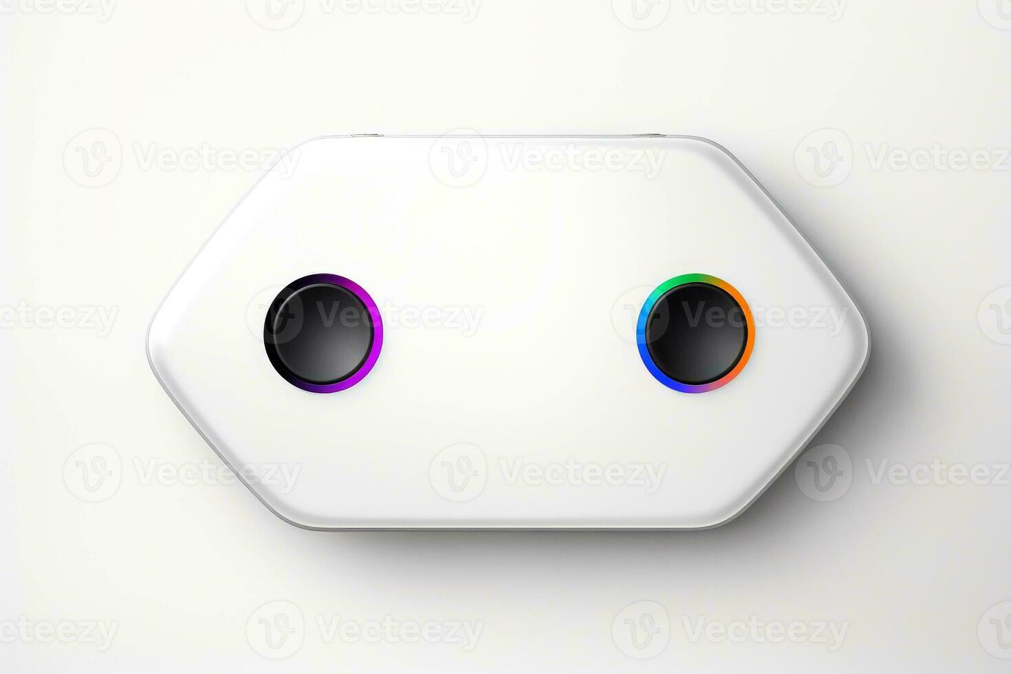 Abstract high tech multicolor button on white background, Generative AI photo
