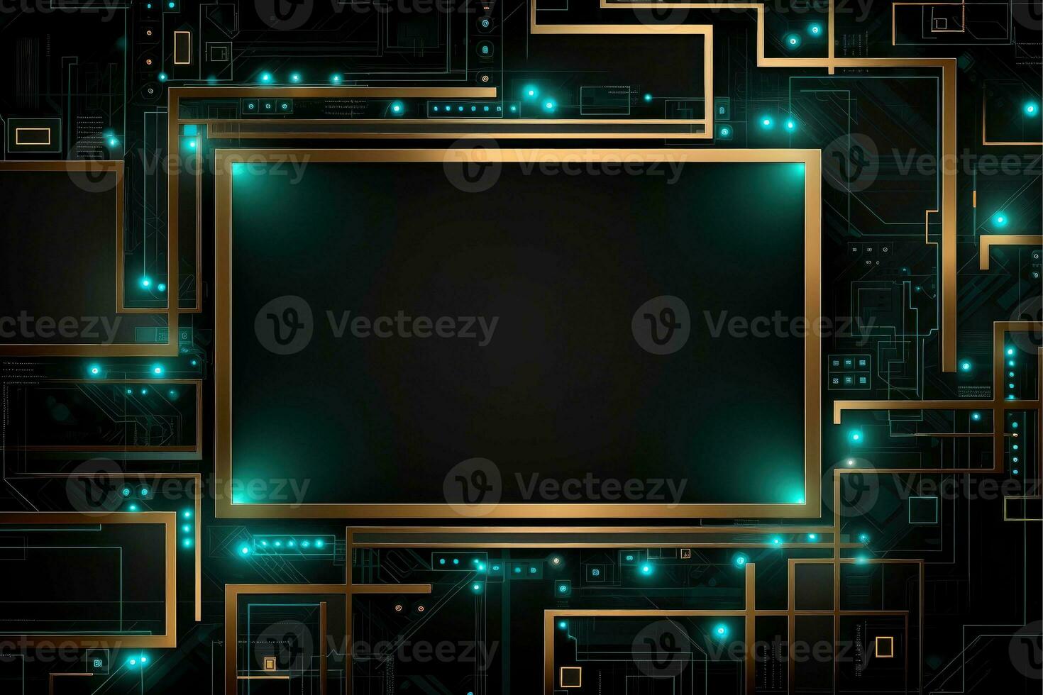Abstract high tech black border, futuristic technology background, Generative AI photo