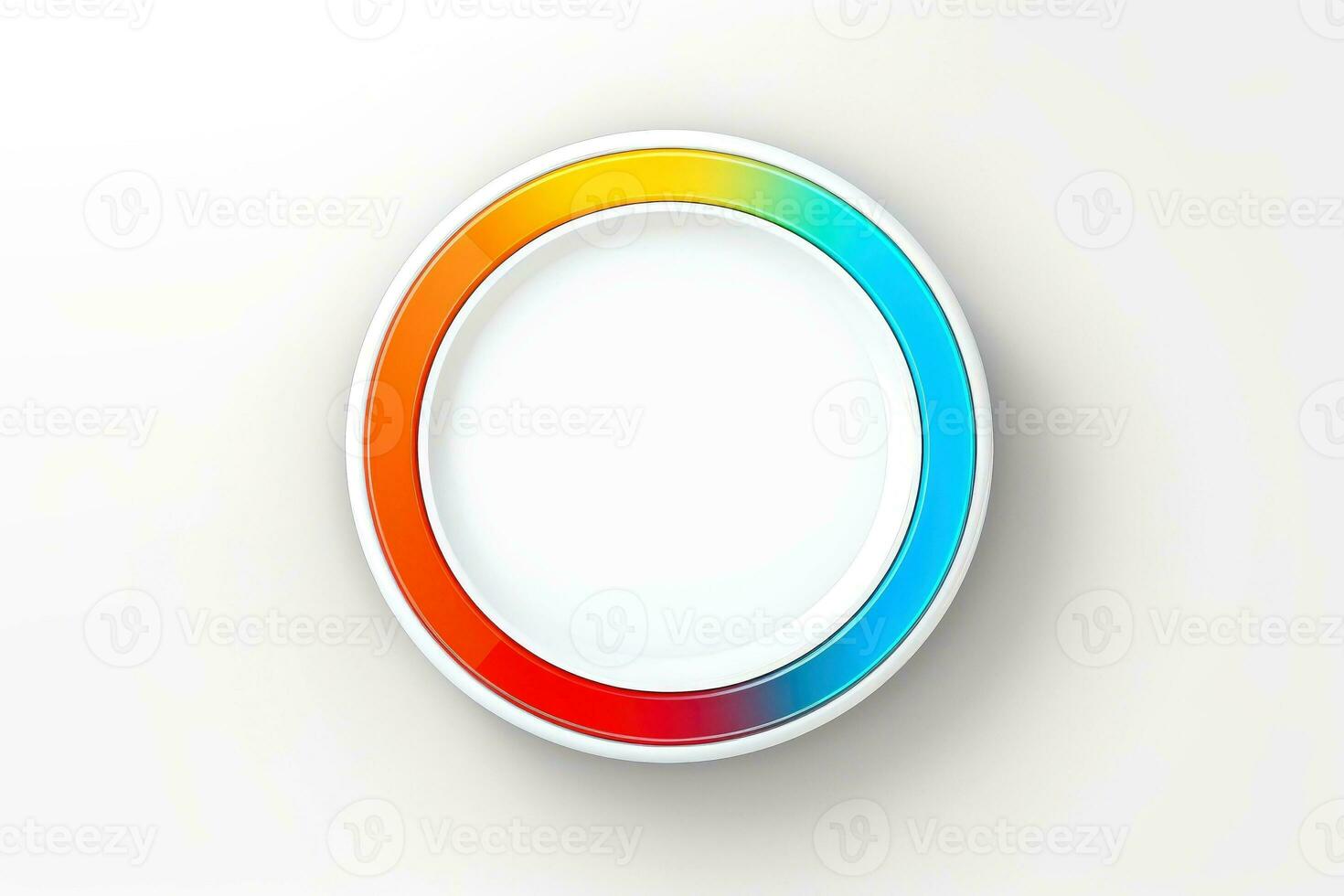 Abstract high tech multicolor button on white background, Generative AI photo