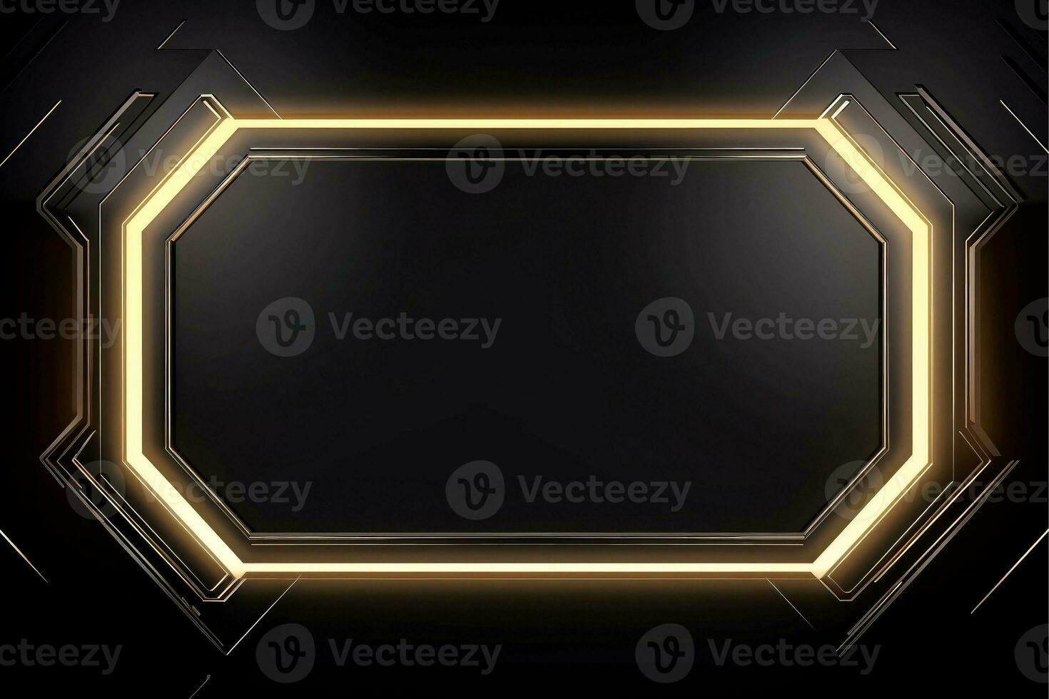 Abstract high tech black border, futuristic technology background, Generative AI photo