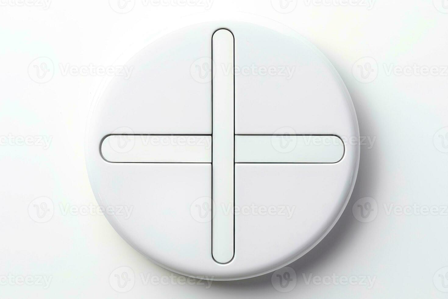 Abstract high tech multicolor button on white background, Generative AI photo