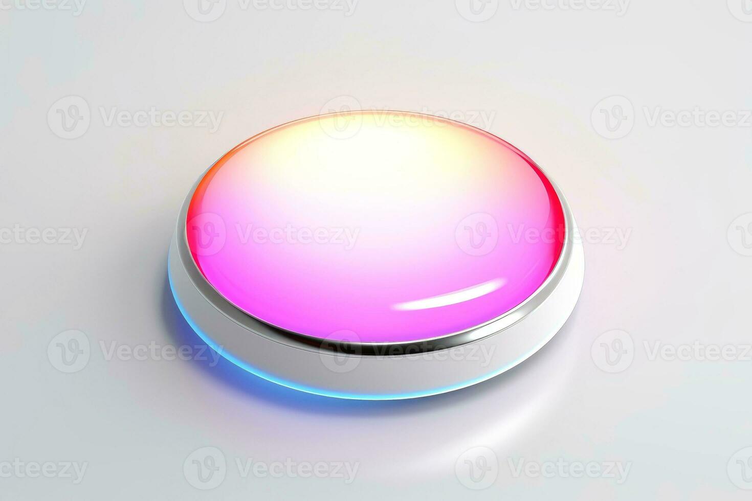 Abstract high tech multicolor button on white background, Generative AI photo