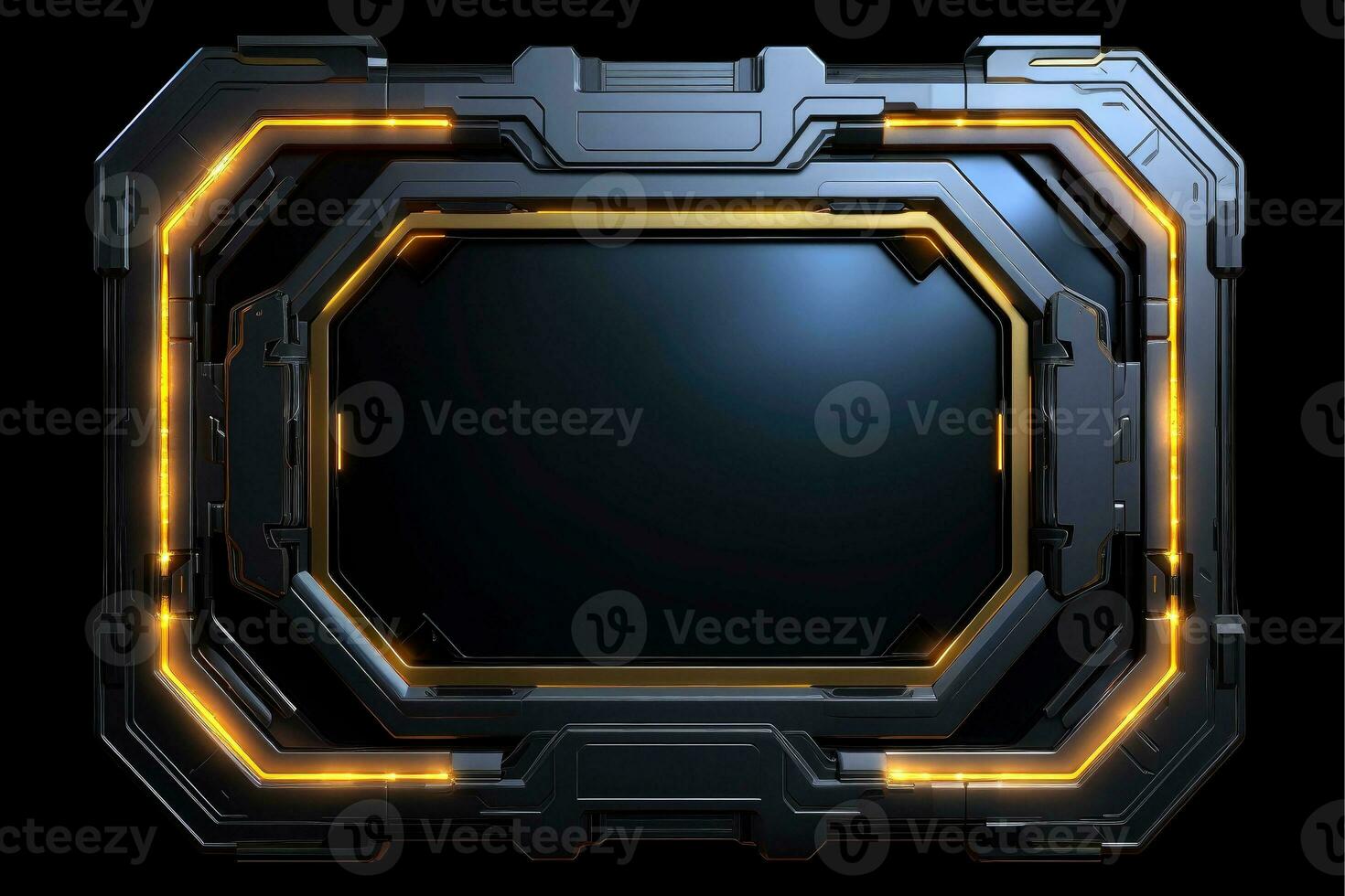 Abstract high tech black border, futuristic technology background, Generative AI photo
