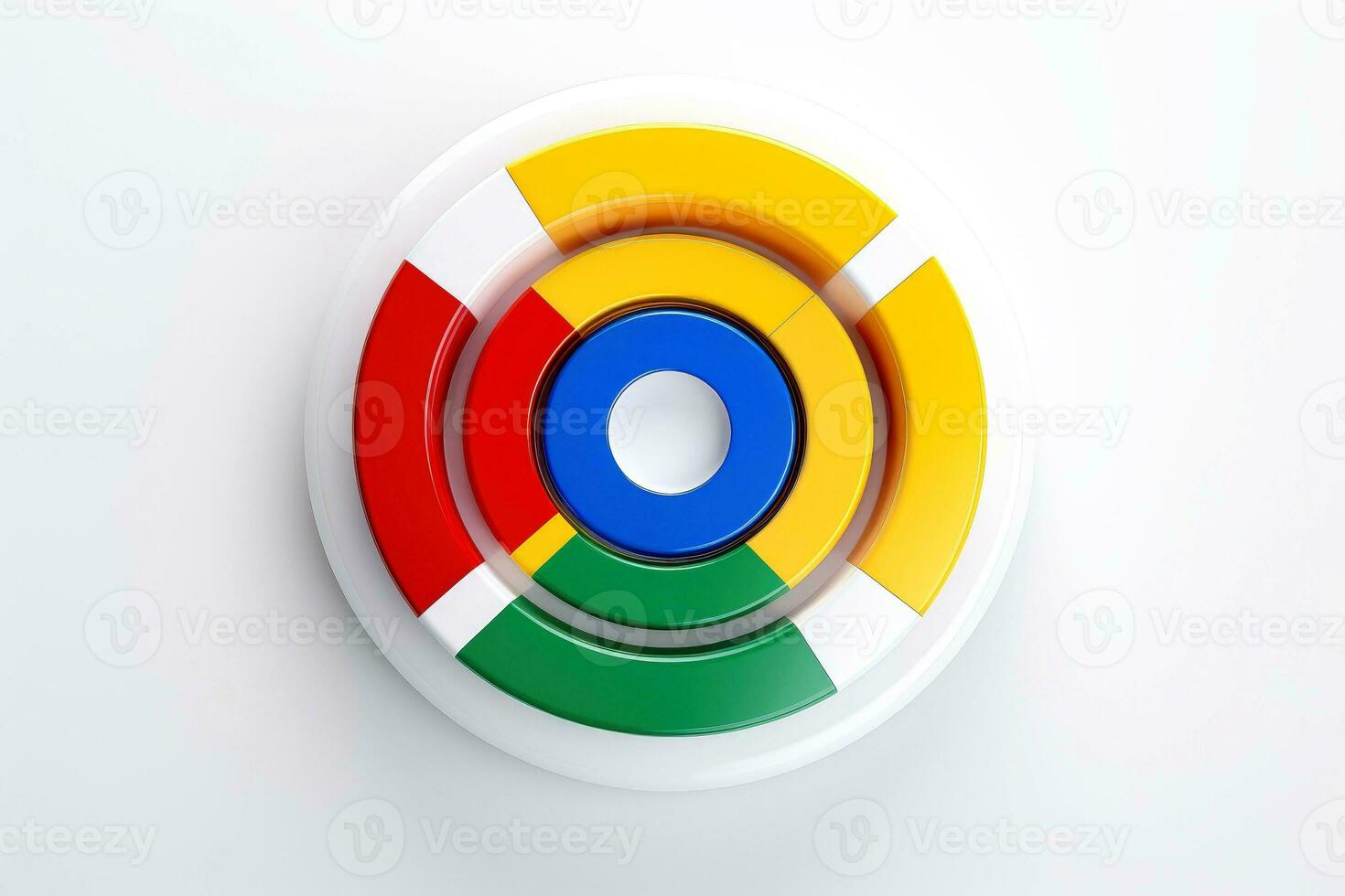 Abstract high tech multicolor button on white background, Generative AI photo