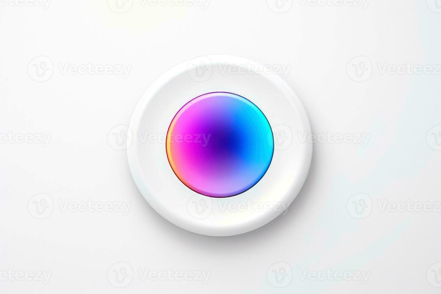 Abstract high tech multicolor button on white background, Generative AI photo