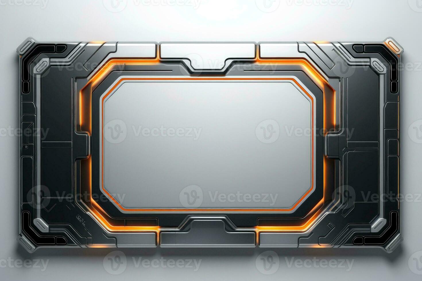 Abstract high tech white border, futuristic technology background, Generative AI photo